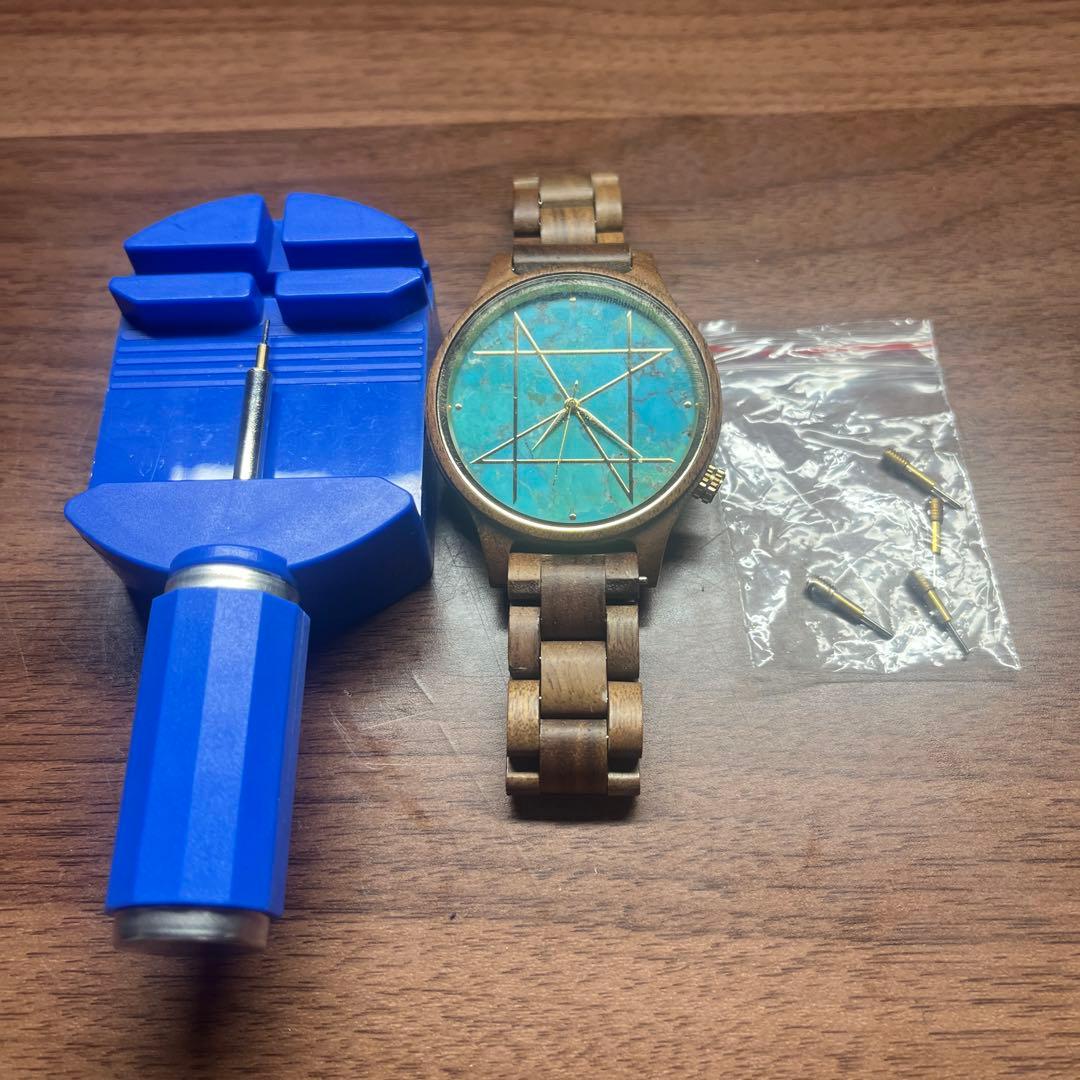 NOZ天然石木製腕時計 ターコイズ DOUBLE MOVEMENT MODEL ダブルムーブメントモデル/ターコイズ 45mm