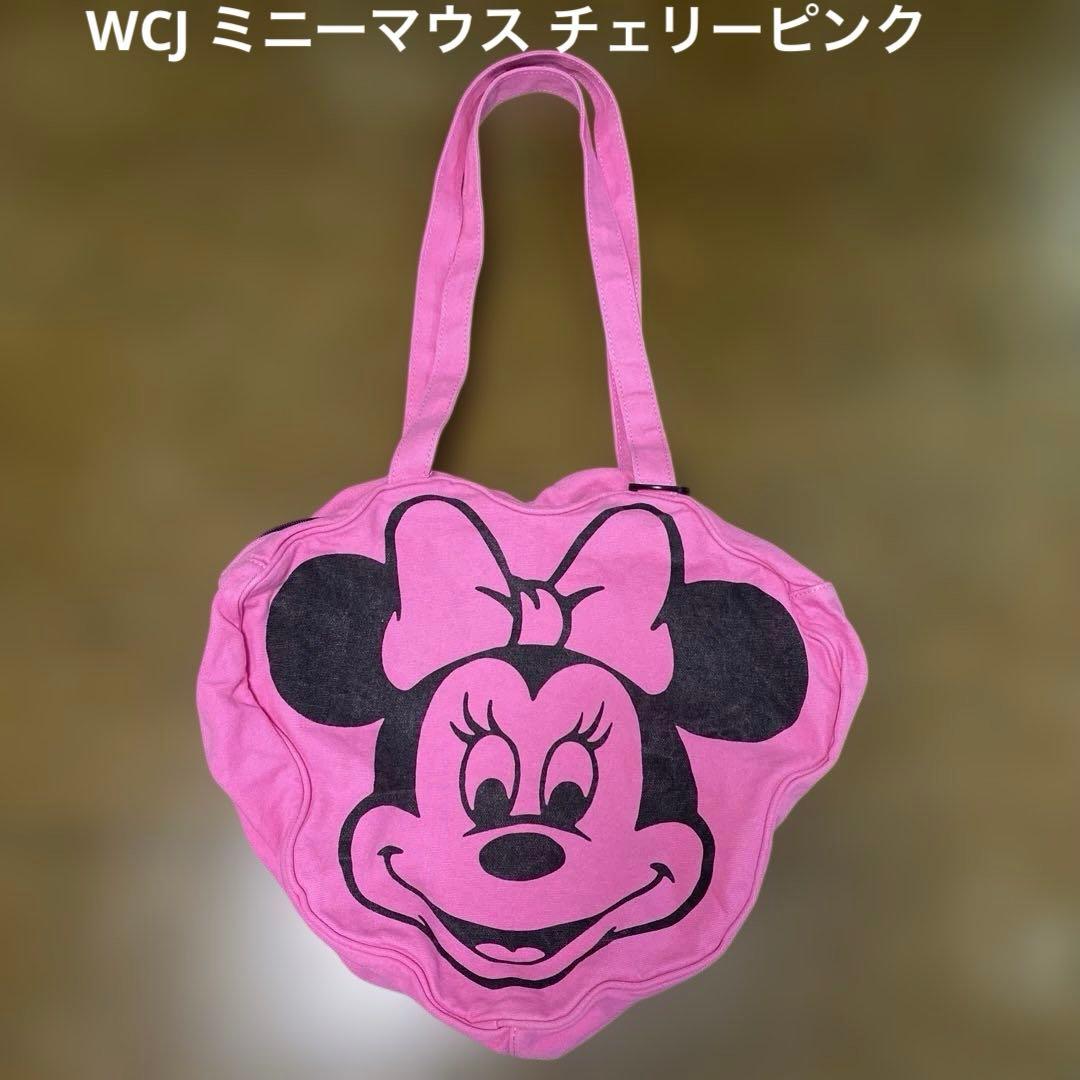 WCJ ミニーマウス トートバッグ チェリーピンク フェイスデザイントートバッグ WCJ ミニーマウス トートバッグ チェリーピンク フェイスデザイン