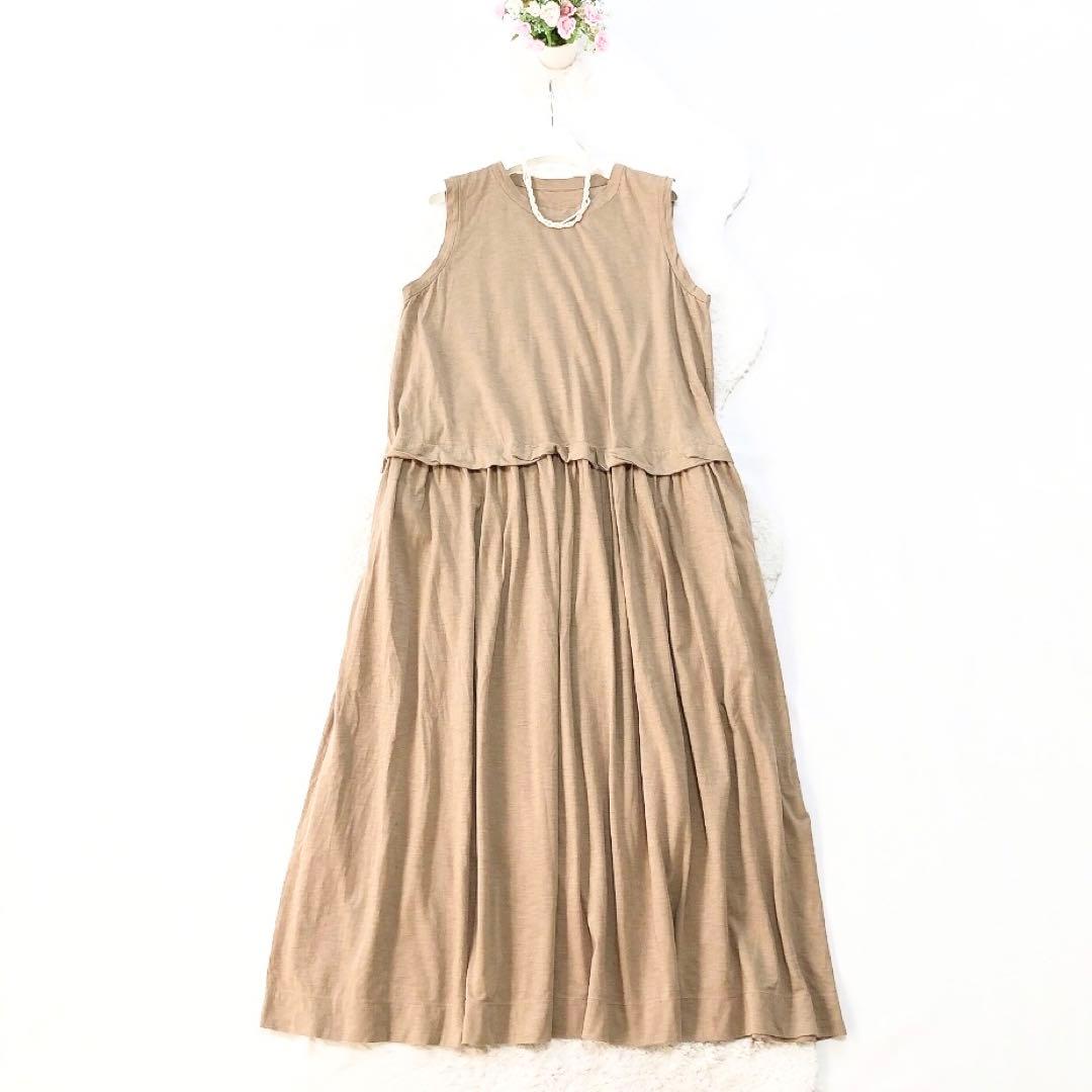 45R*コットンロングワンピース　マキシ丈　ロング　ベージュ　ノースリーブ KOEISTORE（コウエイストア） ワンピース レディース 秋 冬 秋冬 黒