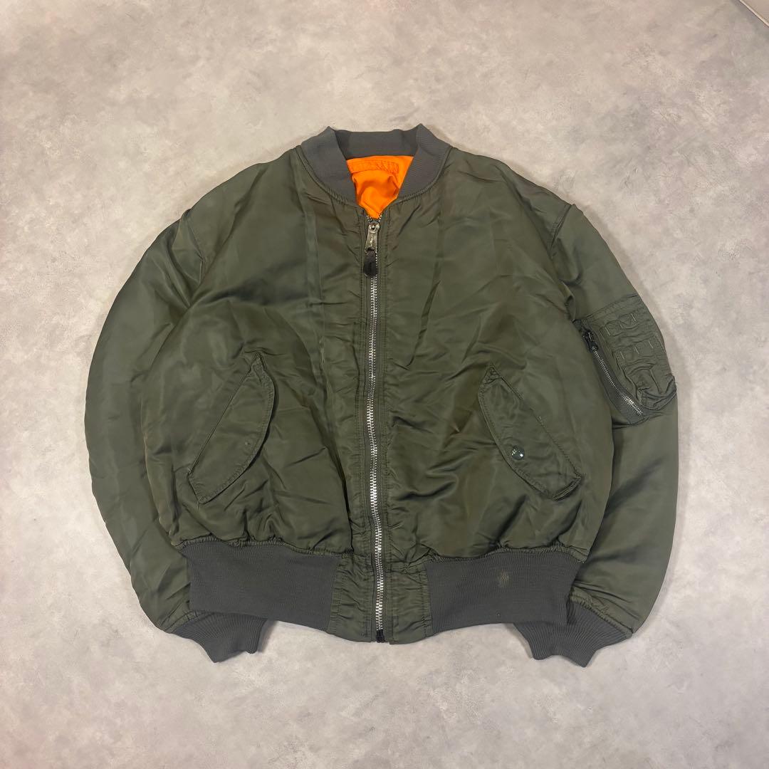 旧タグ XL ALPHA INDUSTRIES 80s USA製 IDEAL ALPHA INDUSTRIES 米国製 80s 初期 MA-1 三本タグ 民間 フライト