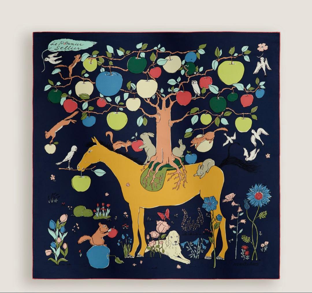 エルメス　カレ90《ル・ポミエ・セリエ》2026ss最新作 新品未使用】エルメス 2026SS カレ90 ル・ポミエ・セリエ ネイビー