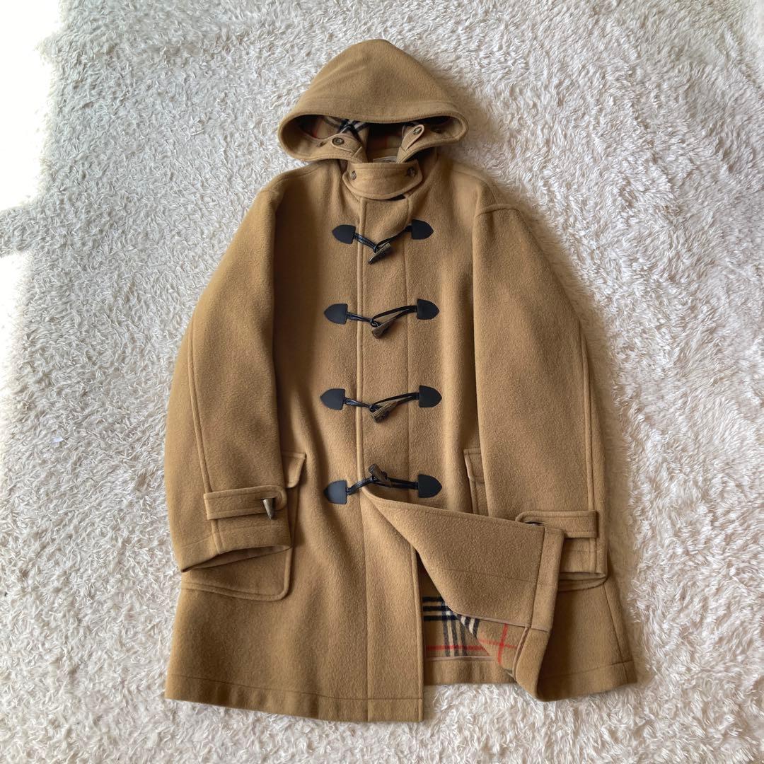 美品✨バーバリー　ウール100 %ゆったりダッフルコート ノバチェック キャメル BURBERRY 英国製 ダッフルコート キャメル 100%ウール ノバチェック