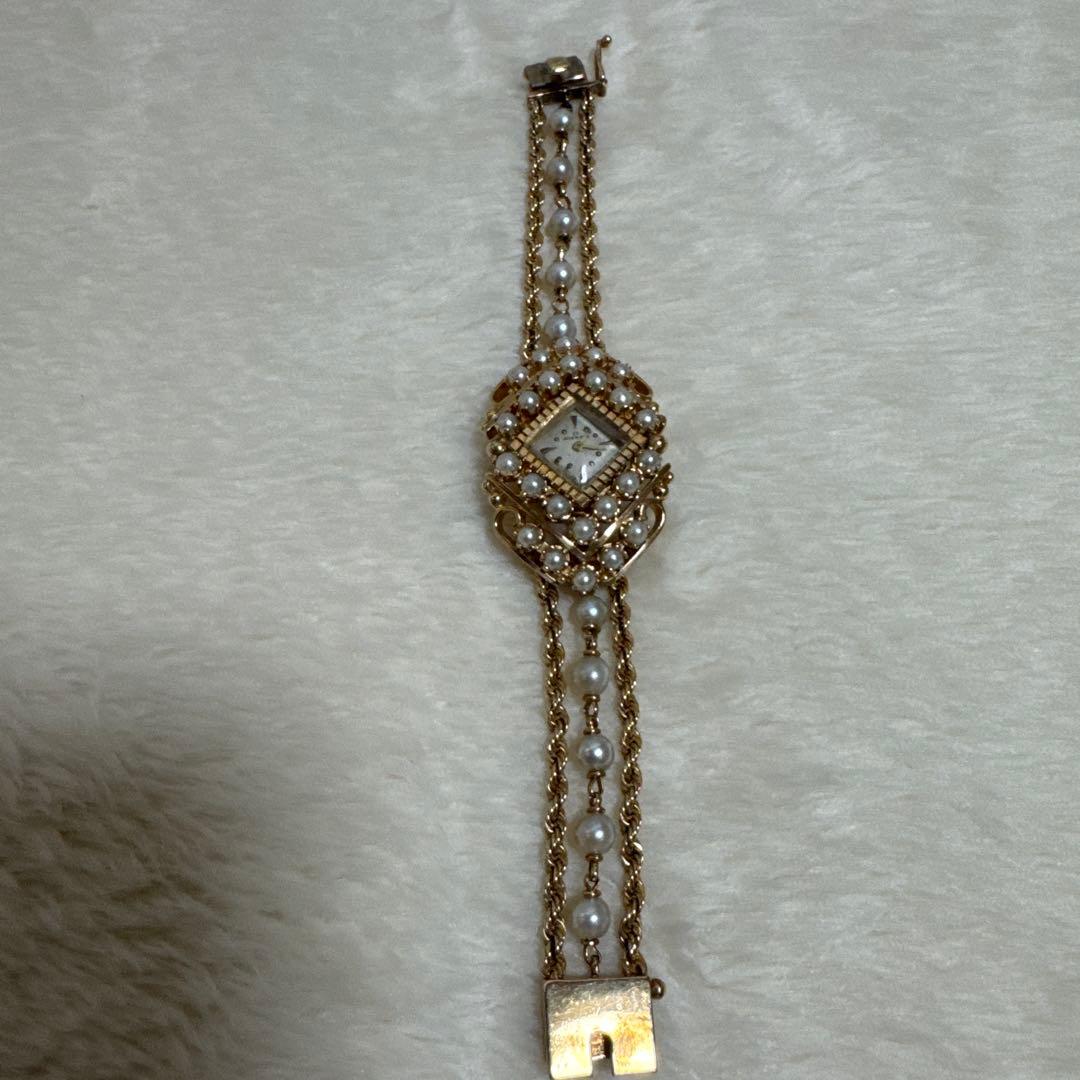 オメガ　レディース　アンティーク　14K 時計 14金イエローゴールド カットガラス[A8868] 14k yellow gold cut glass