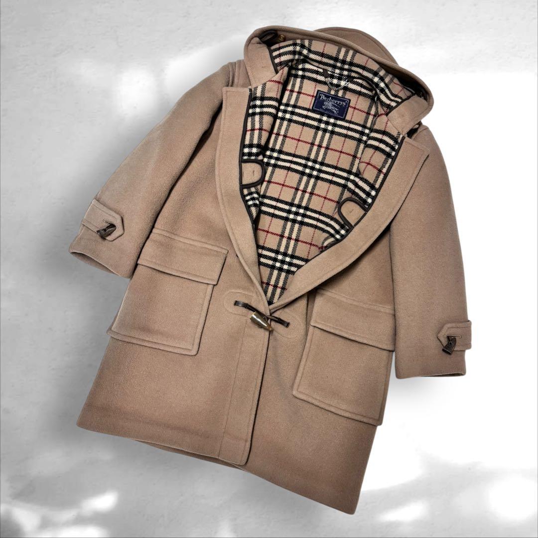 Burberryバーバリー　ノバチェック　高級ラナウールダッフルコート（E1 お目立ちノバチェック】定価14万 美品BURBERRY 高級ウールダッフル