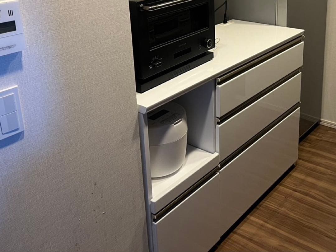 美品【引越しの為7/20迄販売】【東京インテリア】キッチンカウンター収納 キッチンカウンター 幅150 セラミック 完成品 キッチン収納 おしゃれ