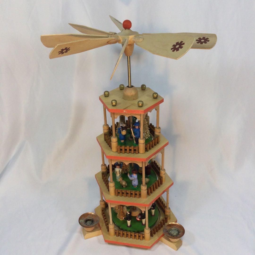 クリスマス　飾り　蝋燭3本　3段　回転　木製　ヴィンテージ　（2088） Amazon.co.jp: Teahutty クリスマスキャンドルホルダー ゴールド