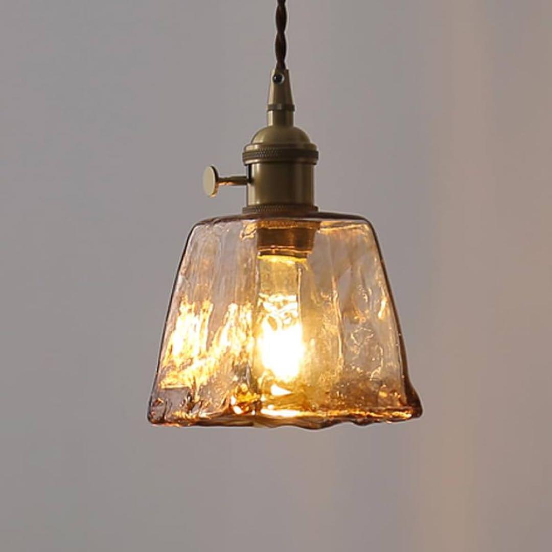 ペンダントライト　琥珀色　アンティーク　クリアガラス　LED 楽天市場】ペンダントライト ガラス 鉄製 吊り下げライト 琥珀色ガラス