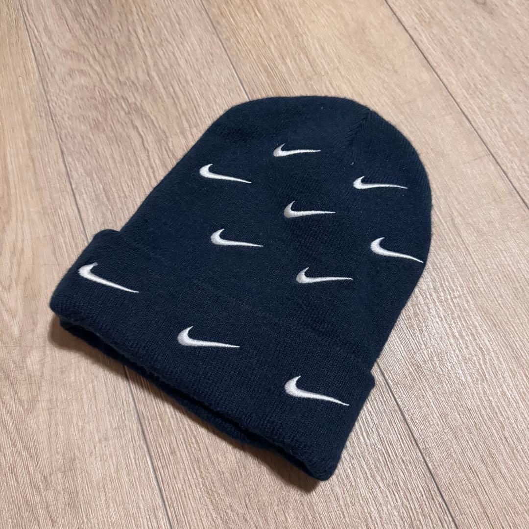 【レア】00’s NIKE ナイキ スウォッシュ ビーニー ニット帽 ネイビー NIKE/ナイキ/ニットキャップ /ニット帽/ビーニー/スウッシュ