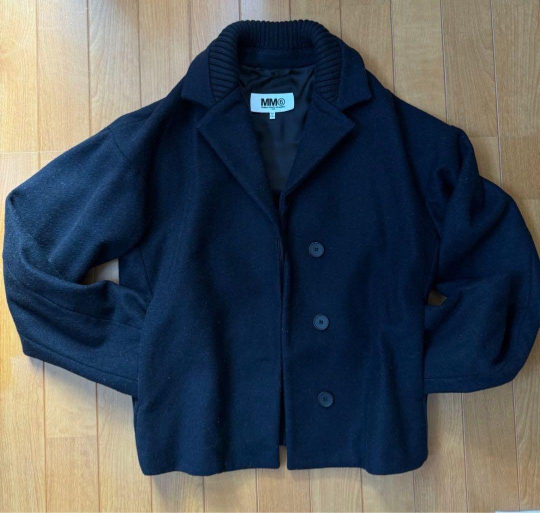 MM6 ウールコート 毛コート ダークブルー 38 MM6 Maison Margiela｜ウールツイルレギュラーコート