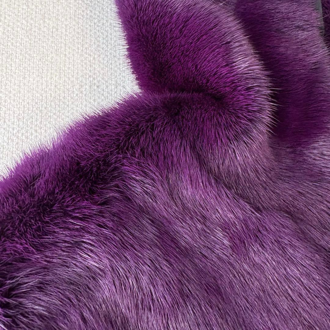 ミンク 毛皮 ショートコート フード付 紫 サイズ6 - メルカリ