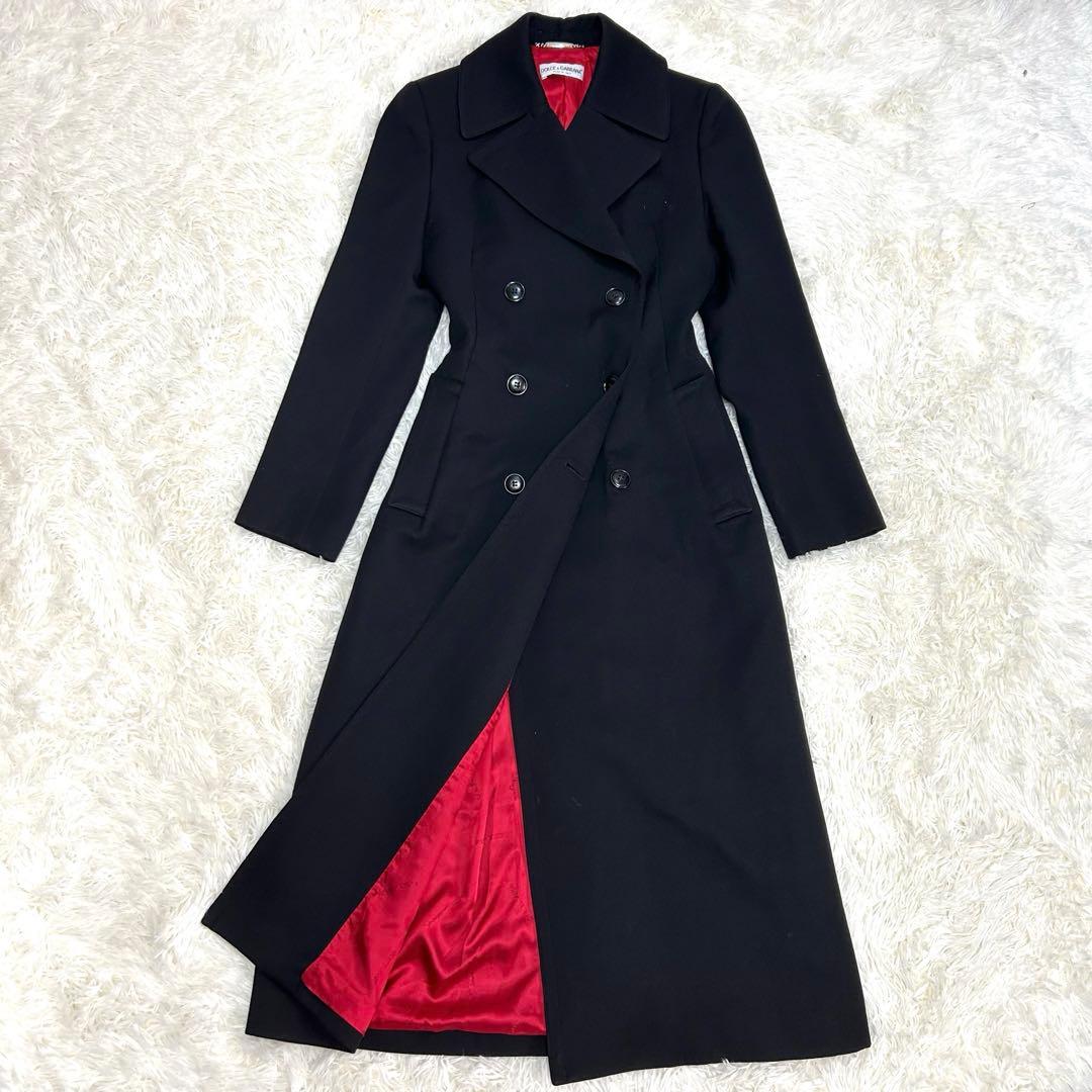 美品　ドルガバ　丈120cm超　ロングチェスターコート　ウール　ネイビー　ダブル 美品 ドルガバ 丈120cm超 ロングチェスターコート ウール ネイビー