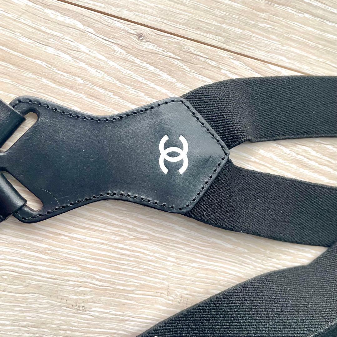 シャネル CHANEL サスペンダー ロゴ ブラック ヴィンテージ レア 中古