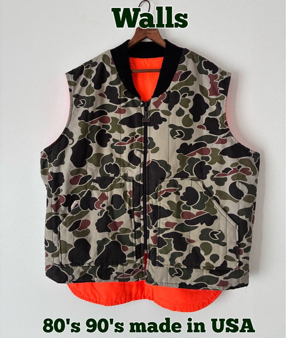 Walls ベスト　リバーシブルベスト　ダックハンターカモ　USA製　フルジップ Walls ベスト リバーシブルベスト ダックハンターカモ USA製