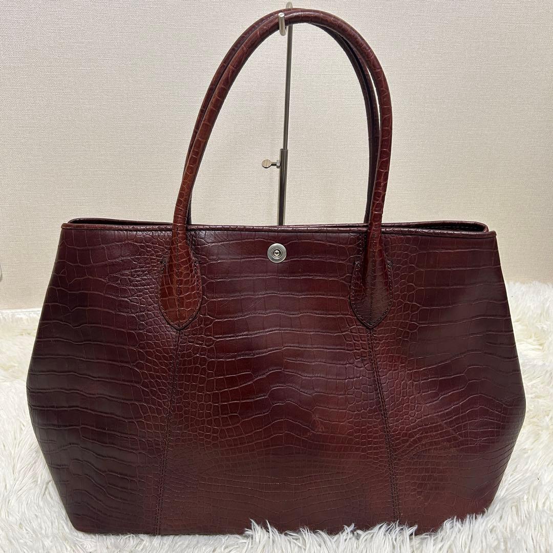 ユナイテッドアローズ　トートバッグ　クロコ型押し　ブラウン UNITED ARROWS（ユナイテッドアローズ）の「＜BOW＆ARROWS(ボウ アンド