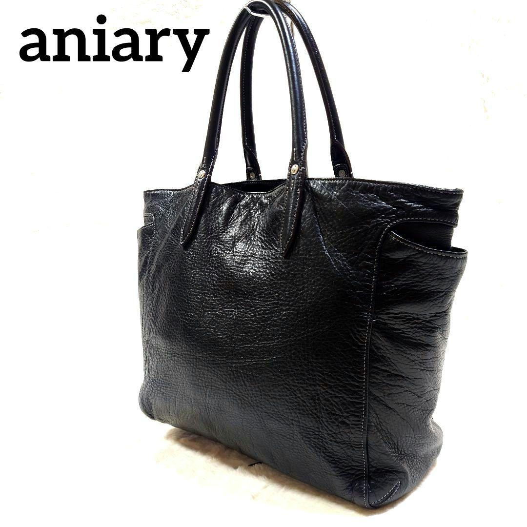 アニアリ オールレザー ビジネス トートバッグ シボ革 ブラック A4収納 aniary（アニアリ） 正規取扱店 ポイント10倍 シュリンク レザー 牛革