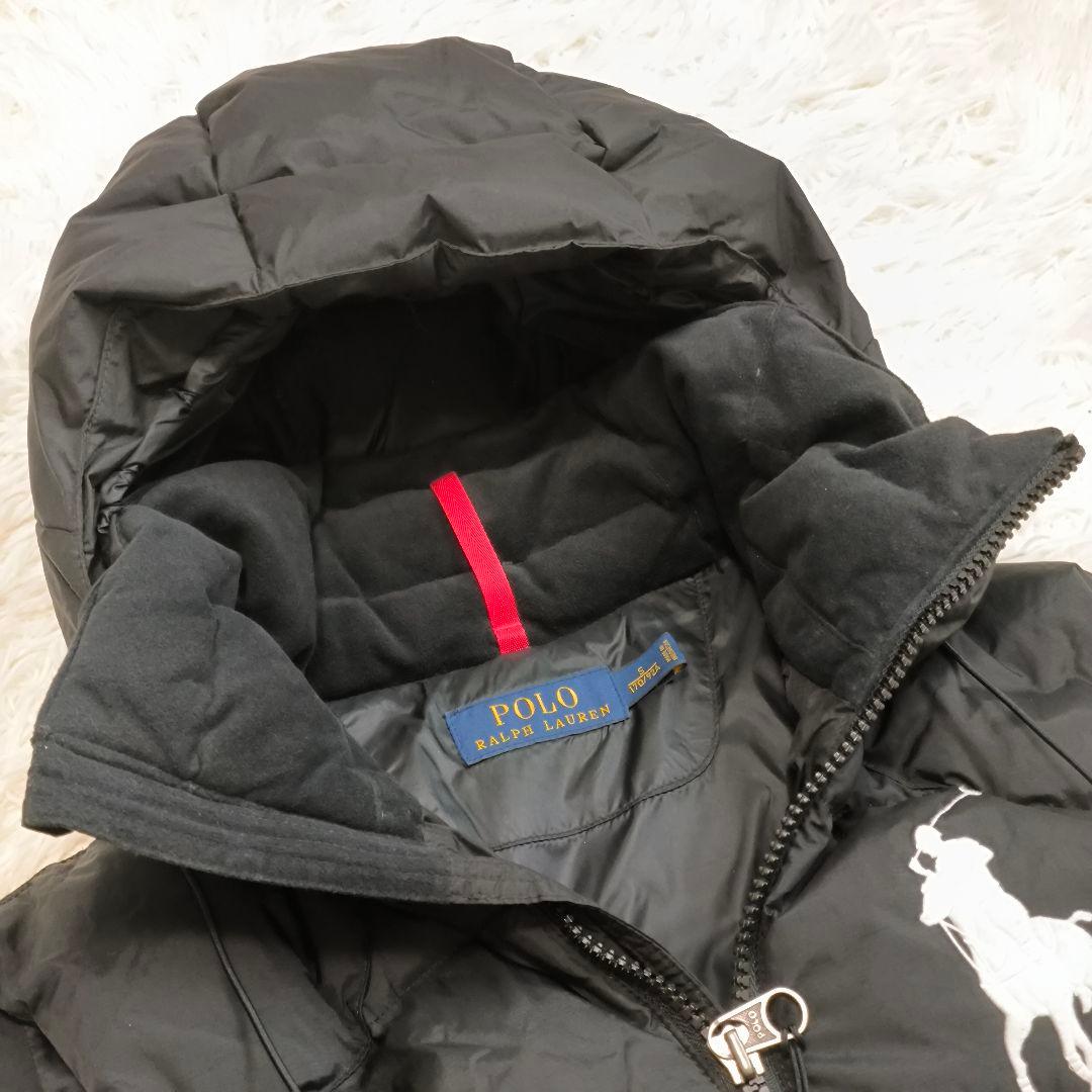 ポロラルフローレン ダウンベスト ブラック フード ビッグポニー M相当