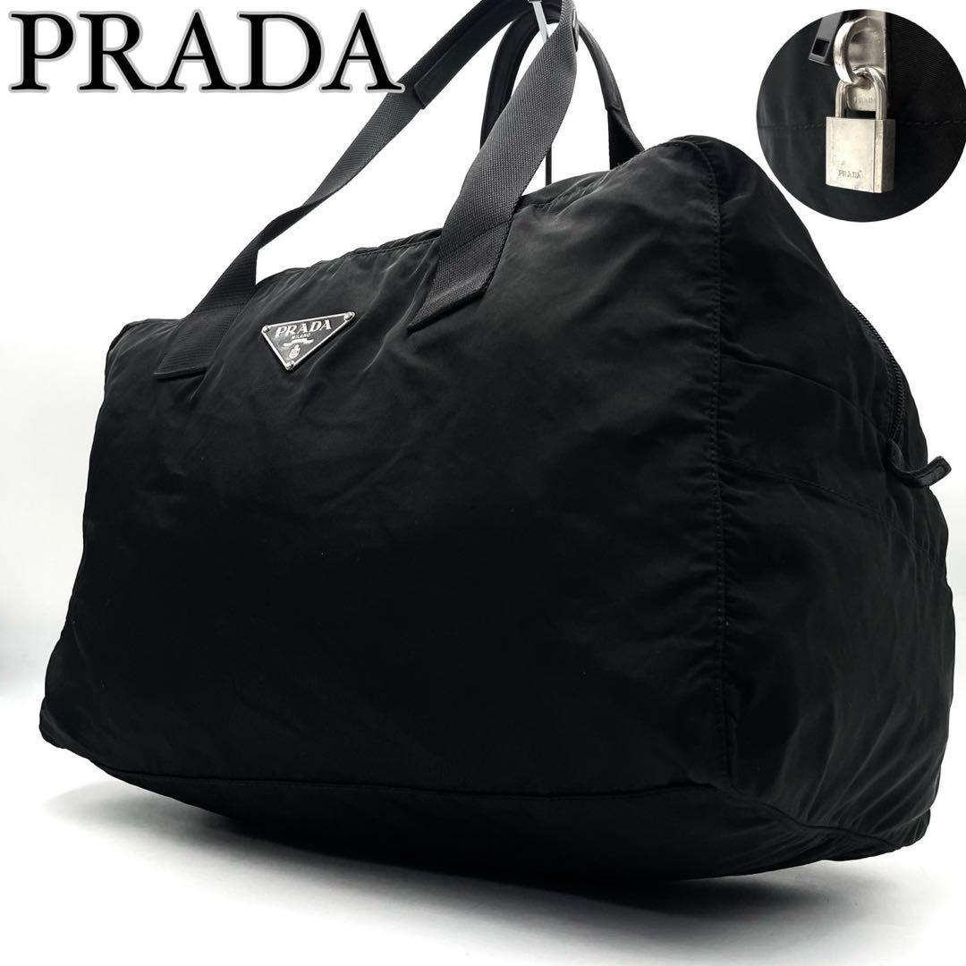 プラダ 三角ロゴ アイコン ハンドバッグ ボストンバッグ 肩掛け 旅行鞄 黒 プラダ PRADA 三角ロゴ ワンショルダーバッグ ナイロン 黒 【68287