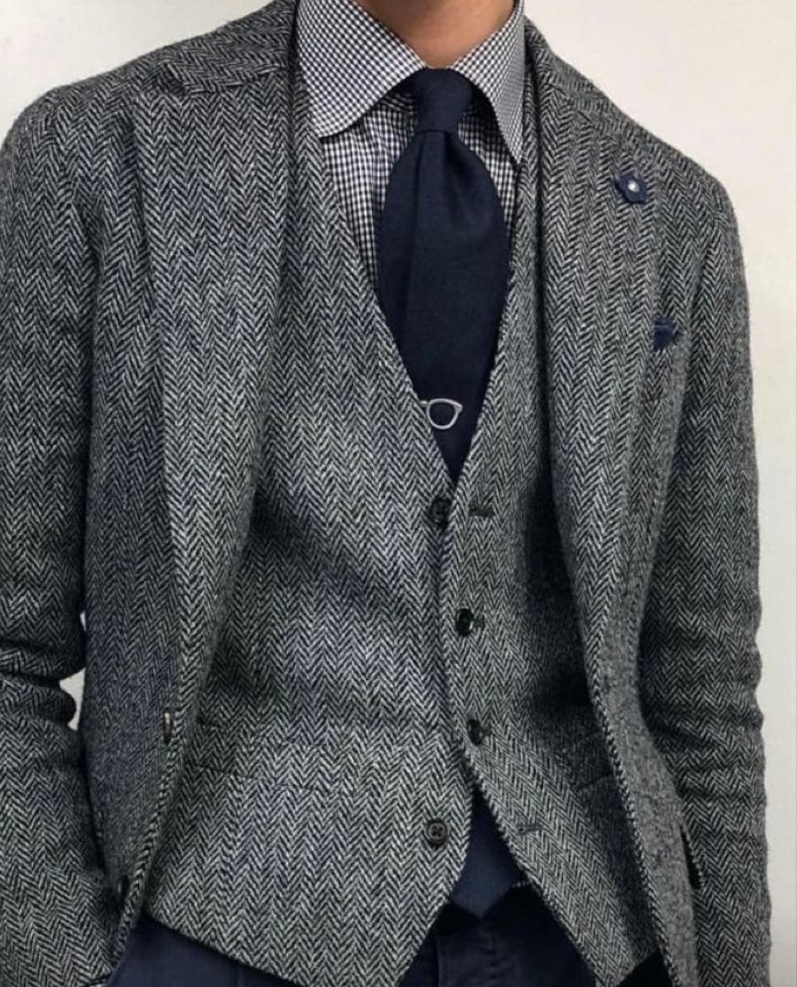 トゥモローランド ハリスツィード ジャケット＋ベスト M ウールツイード 5Bベスト Harris Tweed | TOMORROWLAND