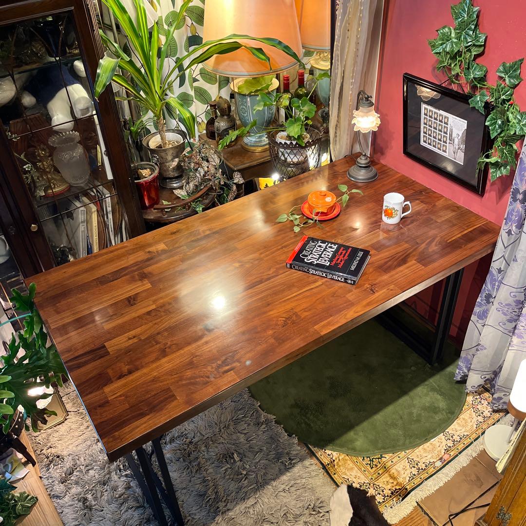 ☆hinotsuki☆引き取り価格 ウォールナット無垢　ダイニングテーブル 幅200cm 4人 ダイニングテーブル ウォールナット 天板国産 おしゃれ