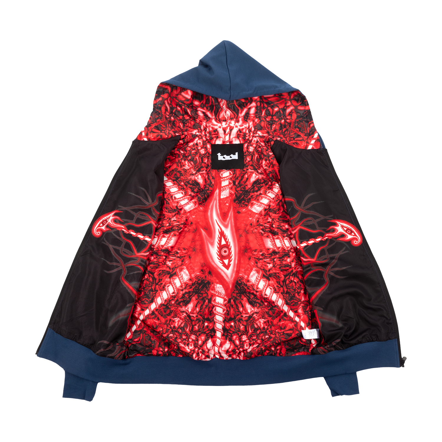 Lateralus Red Nerve Endings Lined Zip Hoodie (Black & Navy) | Tool