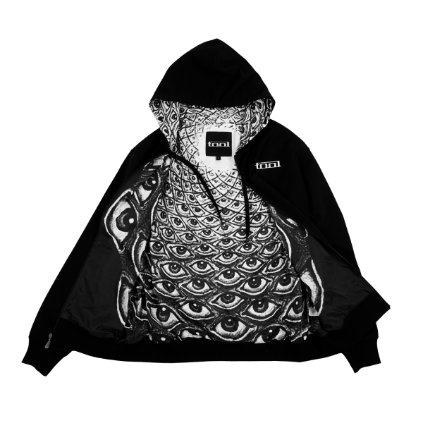10,000 Days Black & White Circle Eyes Lined Zip Hoodie | Tool Band